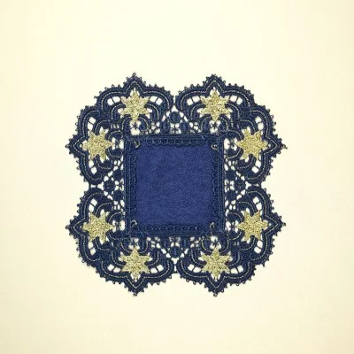 Deckchen Verena blau-gold Sterne