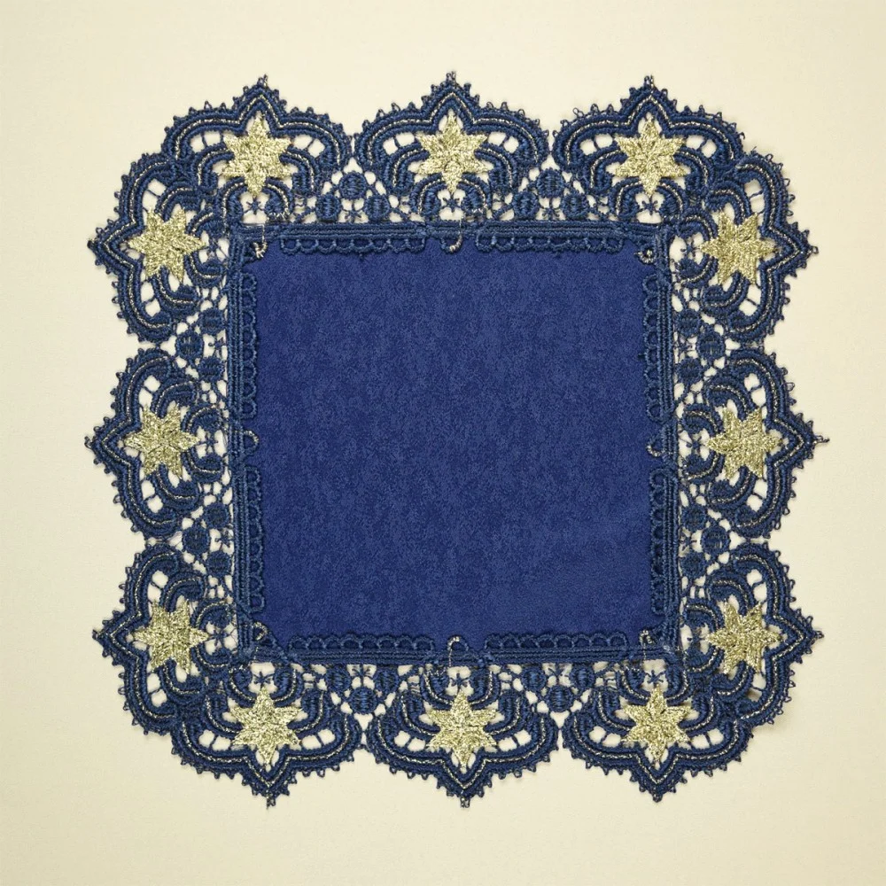 Deckchen Verena blau-gold Sterne groß