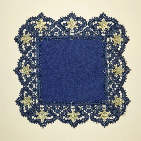 Deckchen Verena blau-gold Sterne groß