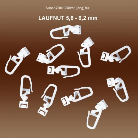 Super Klick-Gleiter mit Faltenhaken für Gardinenschiene