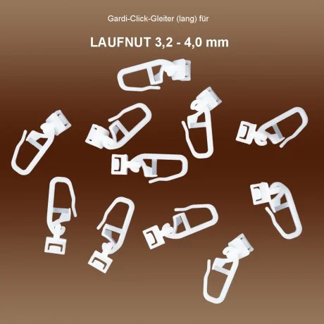 Gardi Click-Gleiter mit Faltenhäckchen für Gardinenschiene
