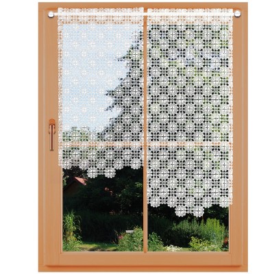 Spitzen-Scheibengardine Roana Plauener Spitze natur verschiedene Höhen am Fenster