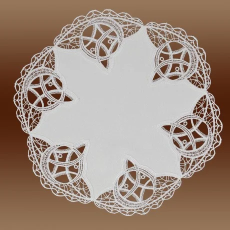 Deckchen Läufer Romina sekt rund mit Spitze