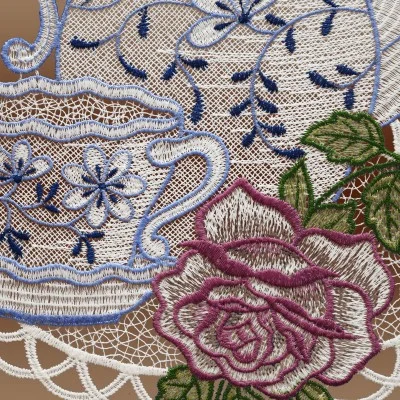 Fensterbild Kaffeeservice in blau Detailbild