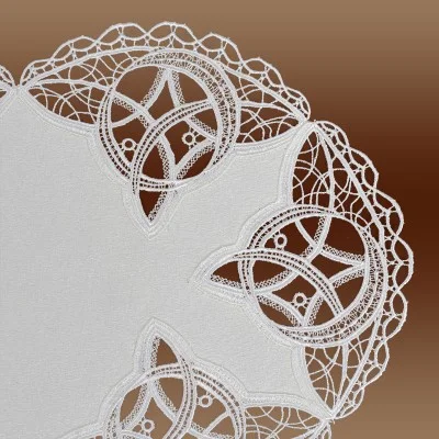 Deckchen Läufer Romina sekt oval mit Spitze Ausschnitt