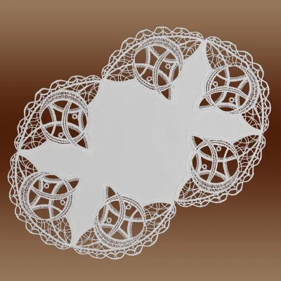 Deckchen Läufer Romina sekt oval mit Spitze