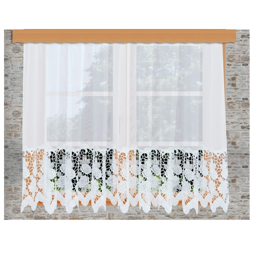 Hübscher Stickerei-Store Rosa weiß mit 30 cm breiter Spitze aus Echter Plauener Spitze