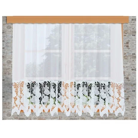 Hübscher Stickerei-Store Rosa weiß mit 30 cm breiter Spitze aus Echter Plauener Spitze