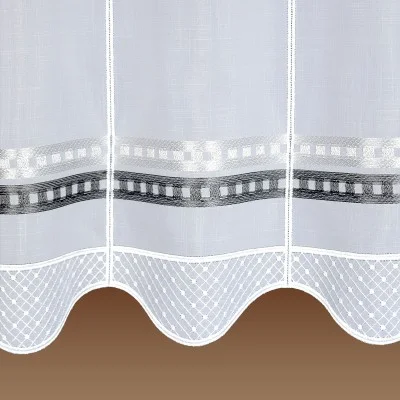 Scheibengardine Melinda - modern, edel, traumhaft mit Streifen grau schwarz silber Detailansicht 30cm 45cm