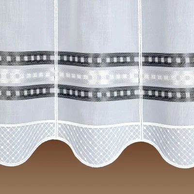 Scheibengardine Melinda - modern, edel, traumhaft mit Streifen grau schwarz silber Detailansicht 55cm