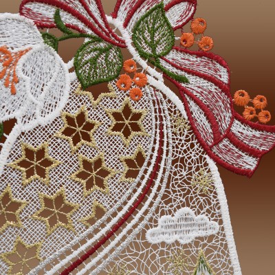 Fensterdeko Weihnachtsglocke aus Plauener Spitze Detailbild