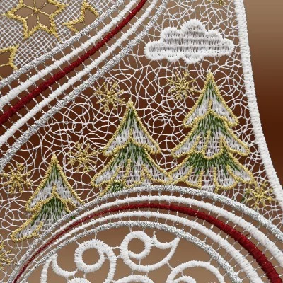 Fensterhänger Weihnachtsglocke aus Plauener Spitze Detailansicht