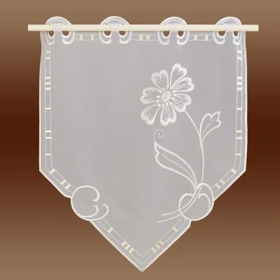 Scheibengardine Mona mit Blüten klein aus Plauener Stickerei Musterbild