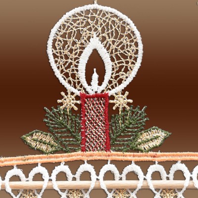 Fensterbild Lichterbogen aus Plauener Stickerei Detailbild