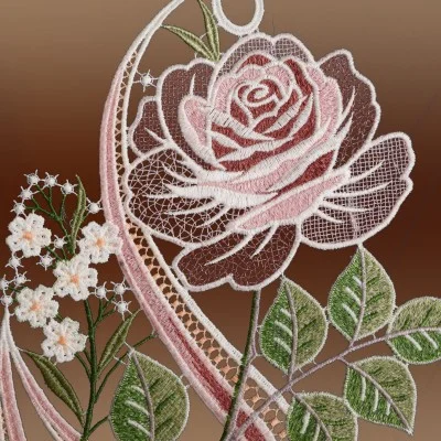 Fensterdeko Rosentraum Plauener Spitze Detailbild