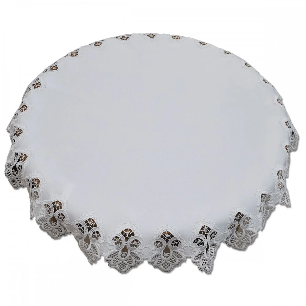 Spitzenrahmendecke Jette Mitteldecke rund creme