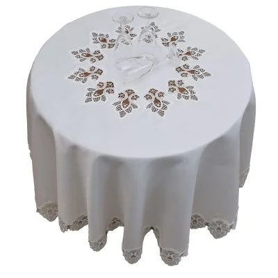 Spitzenrahmendecke Jette Mitteldecke rund mit Mitteleinsatz mit Deko