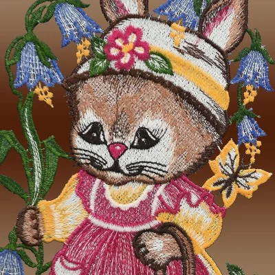 Fensterbild Hasenmädchen mit Osterkorb Detailbild