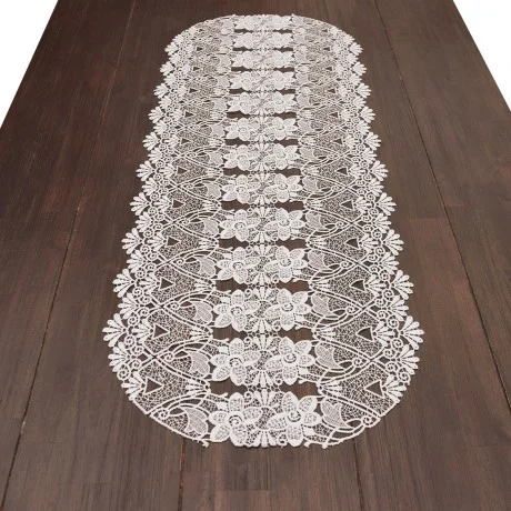 Luftspitzen-Tischdeko Aurora Plauener Spitze natur