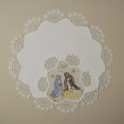 Weihnachtsdeckchen Weihnachtskrippe Plauener Spitze...