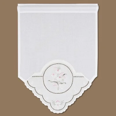 Landhausgardine Strauß in Pastell zarte Lochstickerei mittel