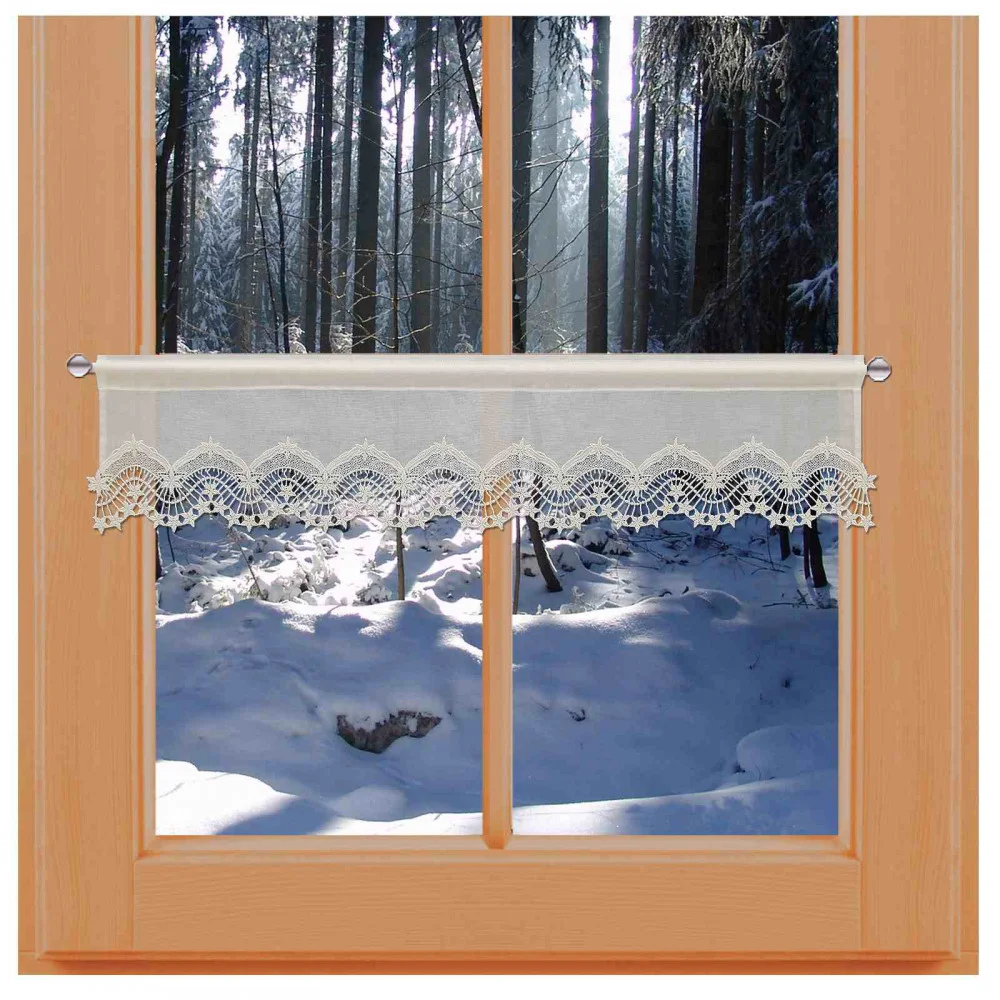 Feenhaus-Spitzengardine Sternentraum natur Landhaus-Scheibengardine 19 cm am Fenster