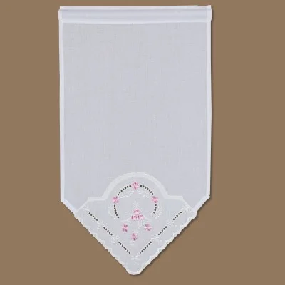 Landhausgardine Blüten in Rosa weiß-rosa 3 Höhen einzeln