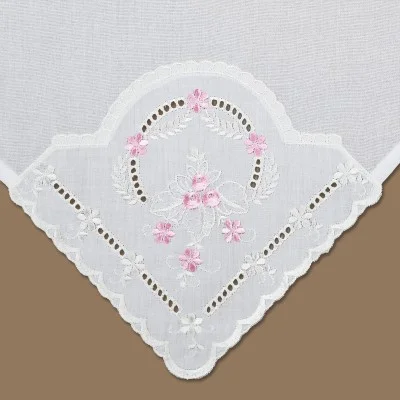 Landhausgardine Blüten in Rosa weiß-rosa 3 Höhen Detail Muster