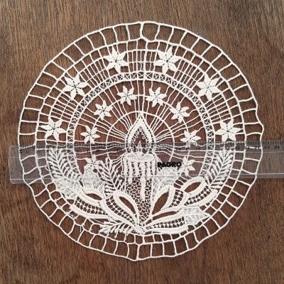 Tischdecke Kerze mit Sternen Plauener Stickerei Maße