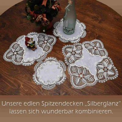 Decken-Serie Silberglanz mit Lurex-Stickrei