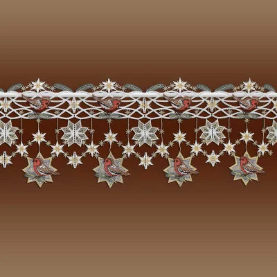 Feenhausgardine Wintervögel Musterbild