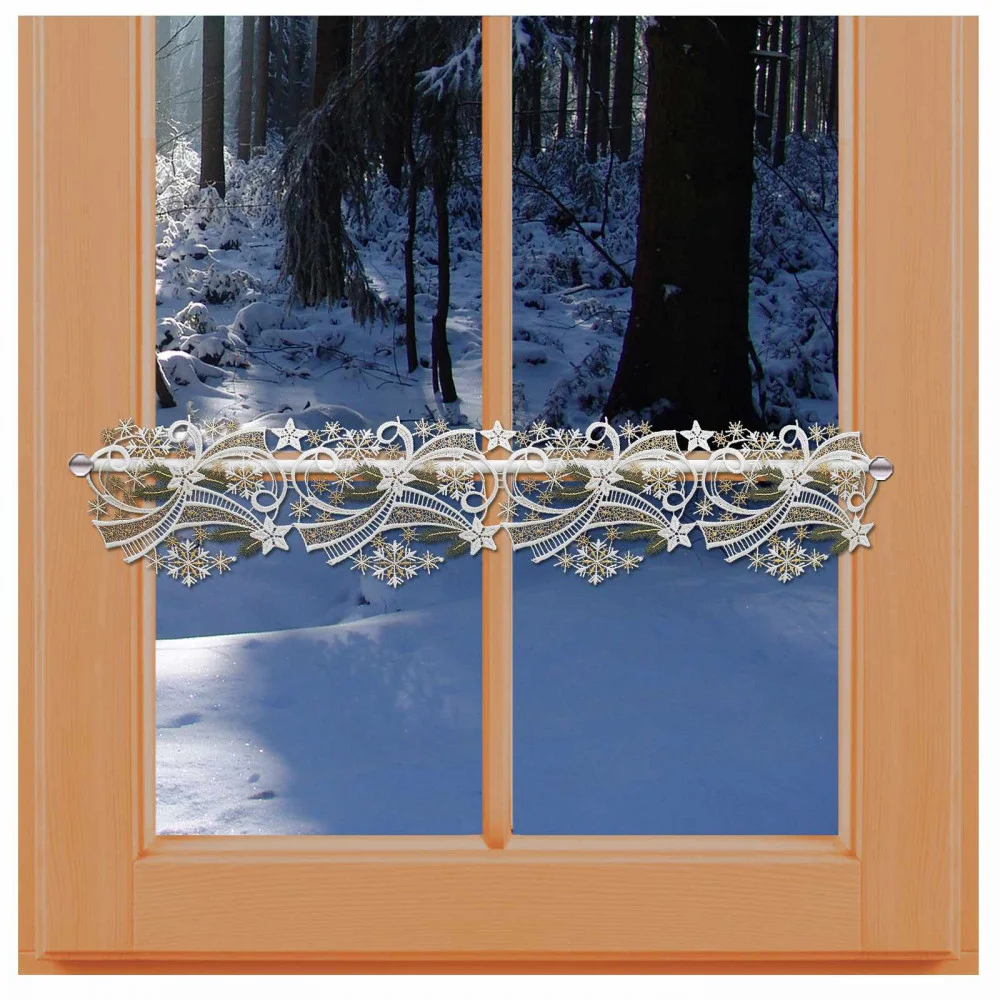 Feenhaus-Spitzengardine Flockenwirbel Scheibengardine am Fenster