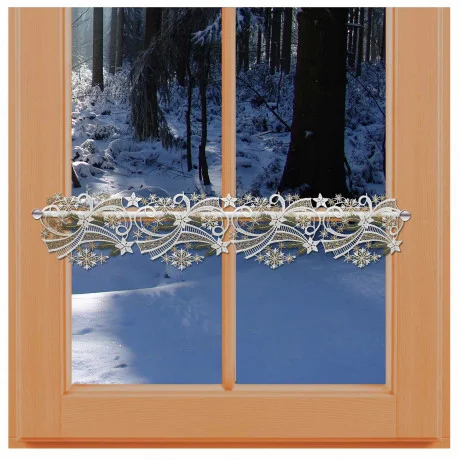 Feenhaus-Spitzengardine Flockenwirbel Scheibengardine am Fenster