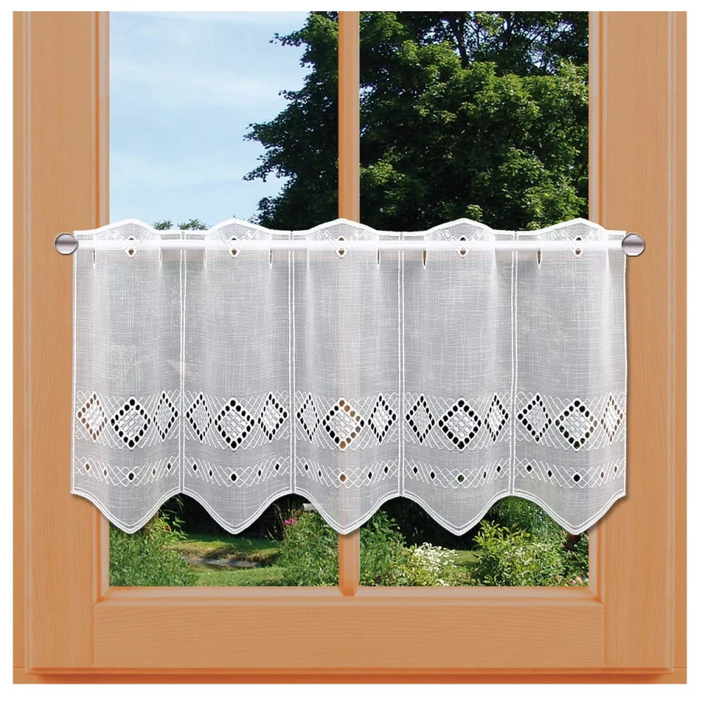 Kurzstore Fanny Plauener Spitze Feenhaus-Gardine mit Lochstickerei am Fenster