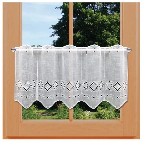 Kurzstore Fanny Plauener Spitze Feenhaus-Gardine mit Lochstickerei am Fenster