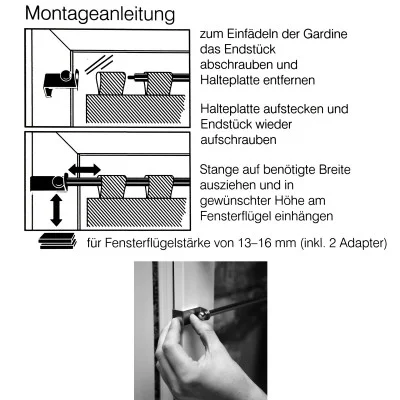 Spannstange Scheibengardinenstange  Nenette edelstahl Montageanleitung
