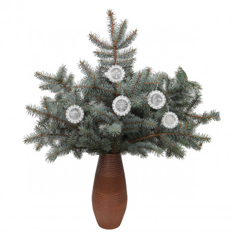 5 Stück Spitzenanhänger Besinnlichkeit - Plauener Spitze am Strauß