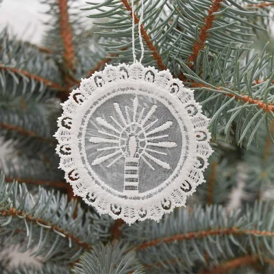 Kleiner Anhänger Adventskerze mit Organza