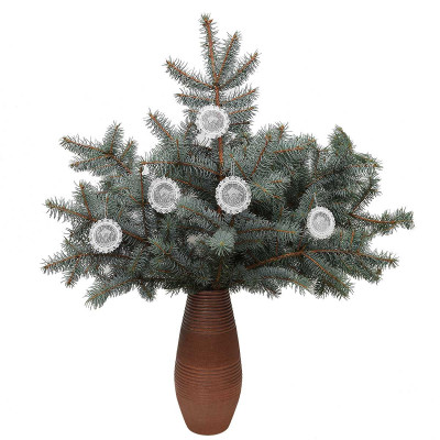 5 Stück Spitzenanhänger Engel - Plauener Spitze am Strauß