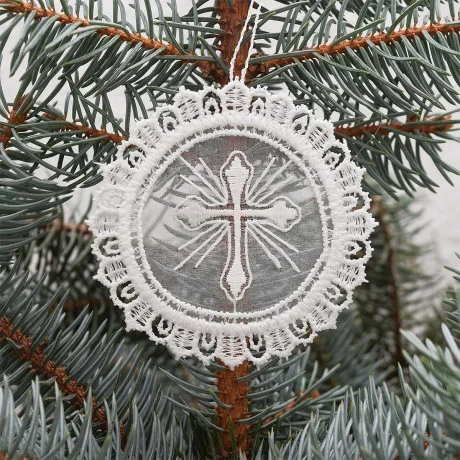 Kleiner Anhänger Kreuz mit Organza