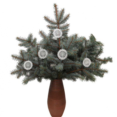 5 Stück Spitzenanhänger Kerze - Plauener Spitze am Strauß