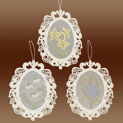 Fensterbilder mit Blumen auf Organza Musterbild