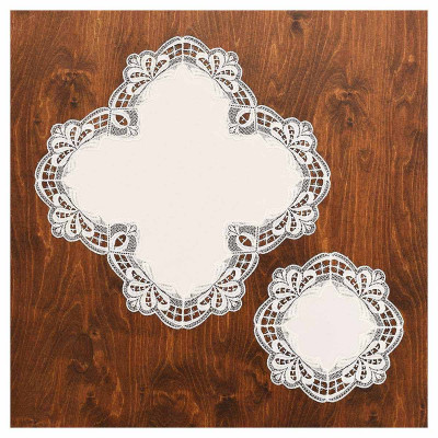 Quadrtisches Tischdecken-Set Camilla aus Plauener Stickerei