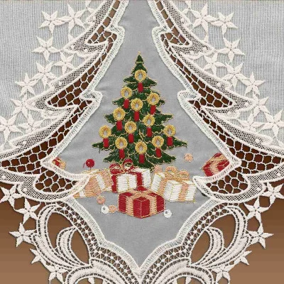 Fensterdeko Bescherung Detail Organza-Stickerei