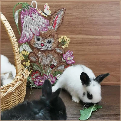 Süße Häschen mit Spitzenbild Osterhase