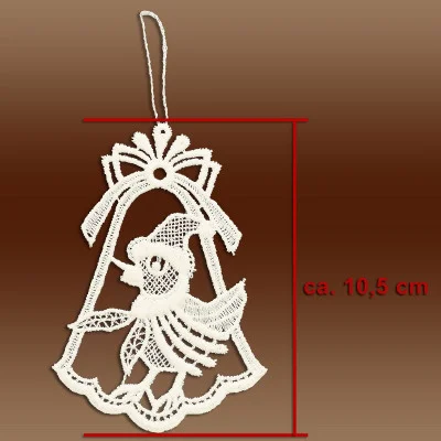 Spitzenanhänger mit Vögelchen Detailansicht