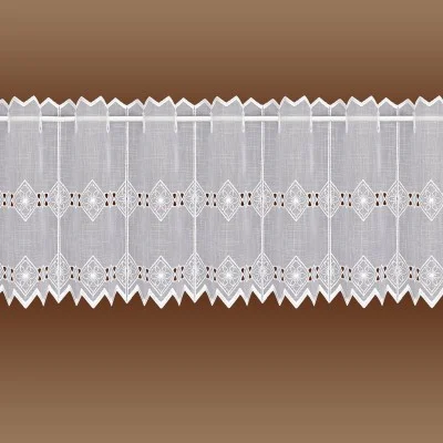 Feenhaus-Spitzen-Gardine Elly weiße Plauener Stickerei kurz