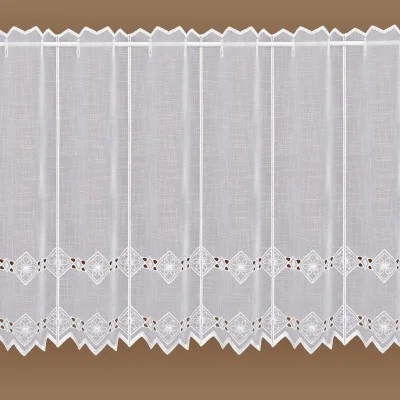 Feenhaus-Spitzen-Gardine Elly weiße Plauener Stickerei 55 cm hoch