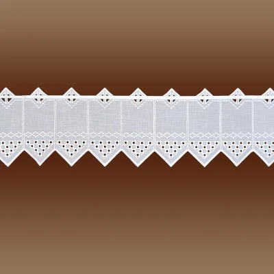 Feenhaus-Spitzengardine Kayla Lochstickerei auf Käseleinen kurz