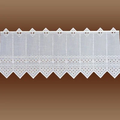 Feenhaus-Spitzengardine Kayla Lochstickerei auf Käseleinen mittel